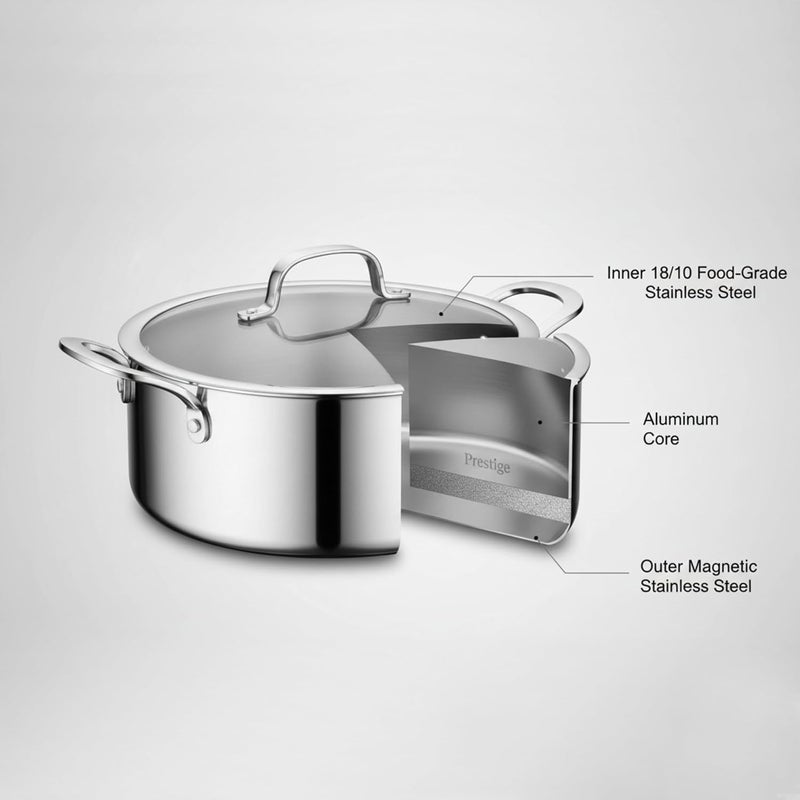 Prestige Infinity Tri Ply Stainless Steel 30cm Casserole With Lid - Image 4